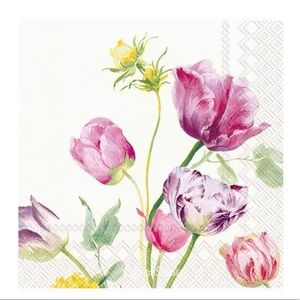 Two (2) INDIVIDUAL Helen Spring Tulips Cocktail Decoupage Paper Napkins